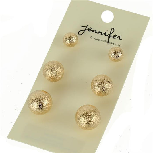 Metal Sphere 3 Pairs Earrings