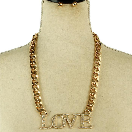 Metal Link Chain Love Necklace Set