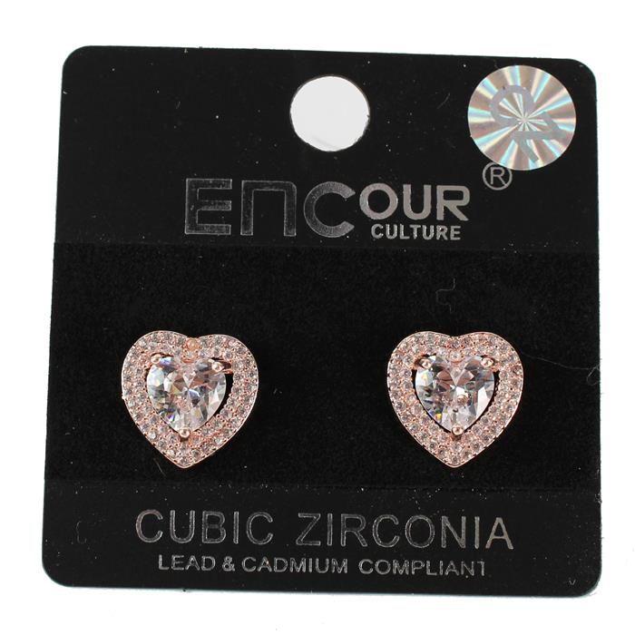 CZ Heart Stud Earring