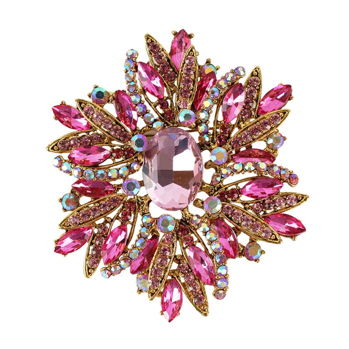 Crystal Flower Brooch