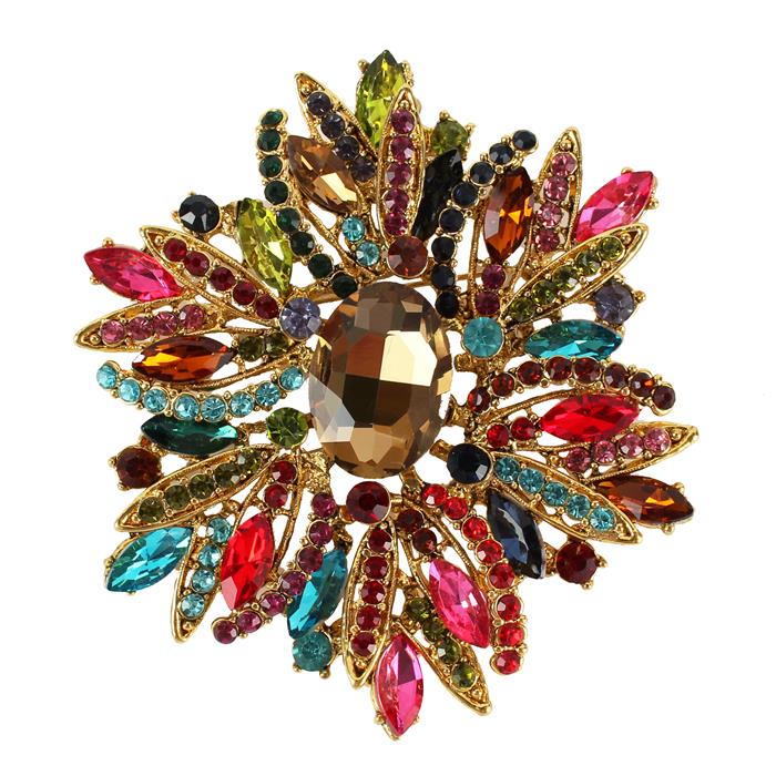 Crystal Flower Brooch