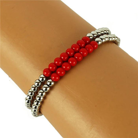 Stainless Steel Semi-Stones Stretch Bracelet