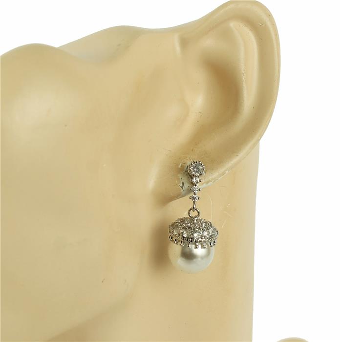 CZ Pearl Dangling Earring