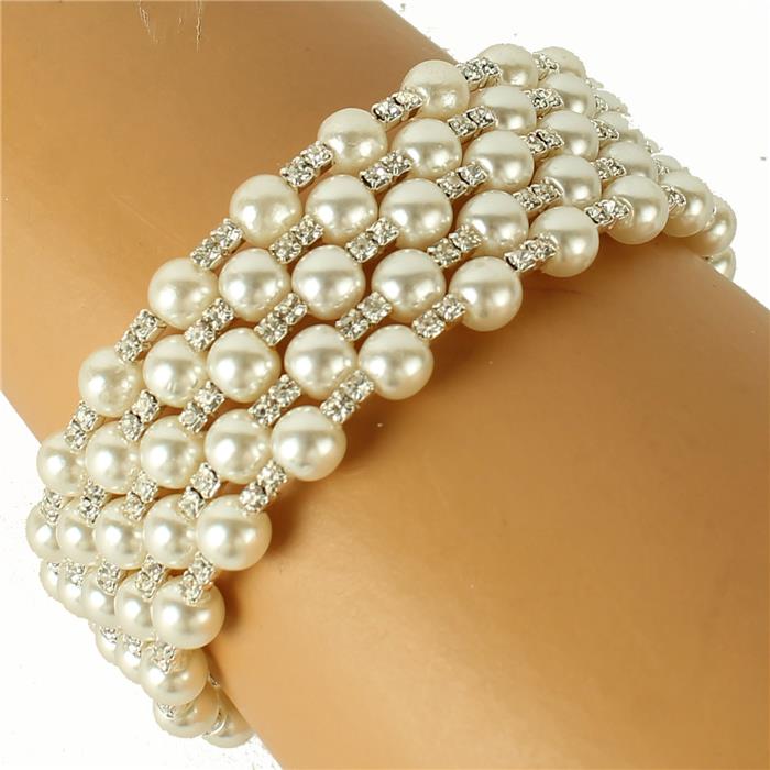 Rhinestones Pearls Bangle