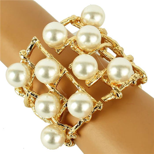 Metal Pearl Cuff Bangle