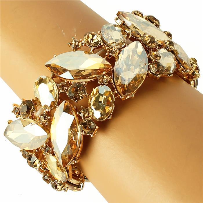 Crystal Leaf Oval Stretch Bracelet