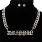 Metal Link Chain Stones DRIPPIN Necklace Set