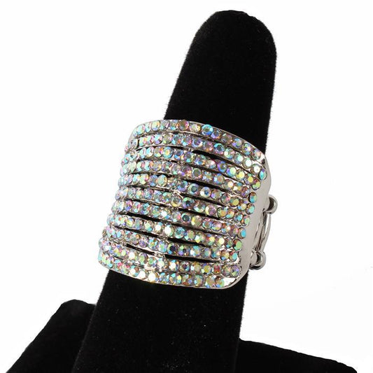 Rhinestones Stretch Layered Ring