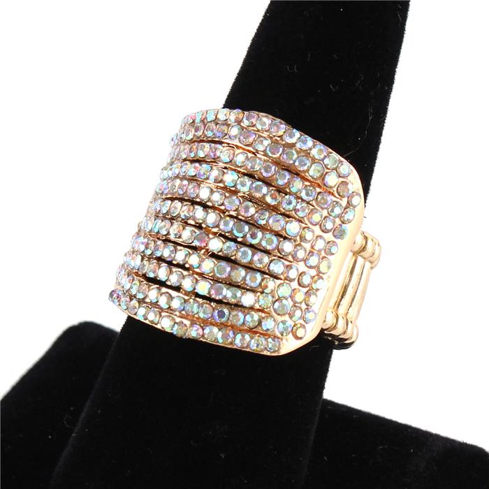 Rhinestones Stretch Layered Ring