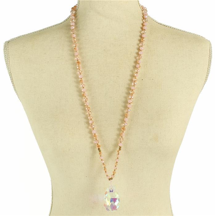 Long Crystal Beads Tear Necklace