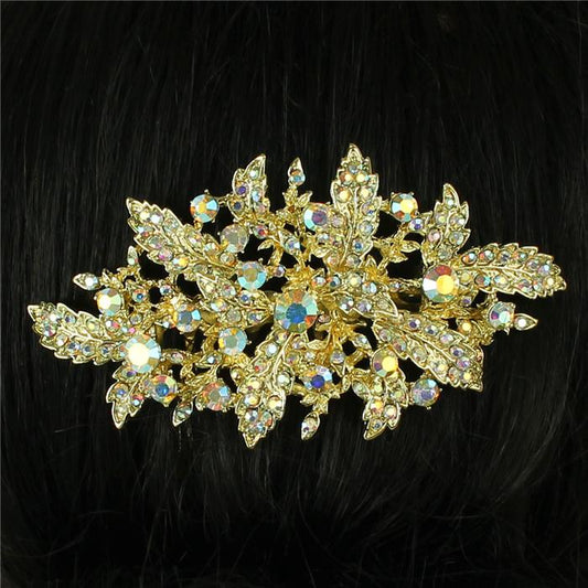 Metal Crystal Leaves Hair Comb