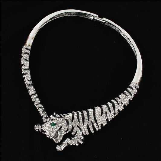 Crystal Tiger Choker Necklace=