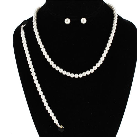 3 PC Pearl Necklace Set