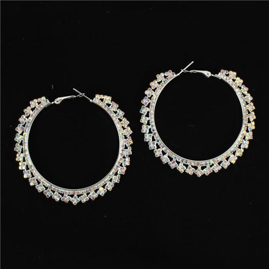 Rhinestones Casting Square Hoop Earring