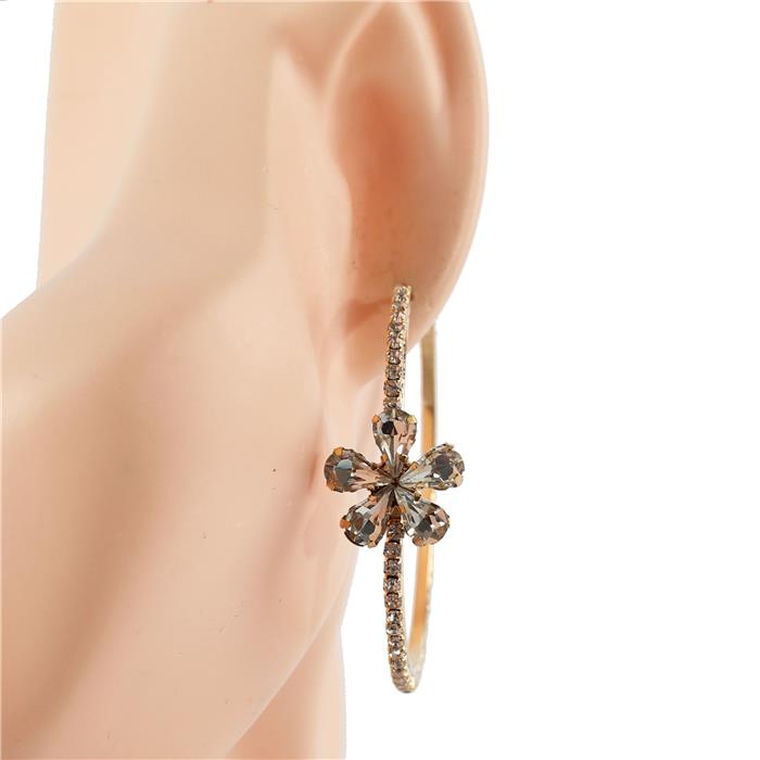 Flower Rhinestones Hoop Earring