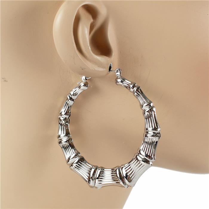 60 MM Metal Bamboo hoop Earring