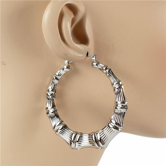 60 MM Metal Bamboo hoop Earring