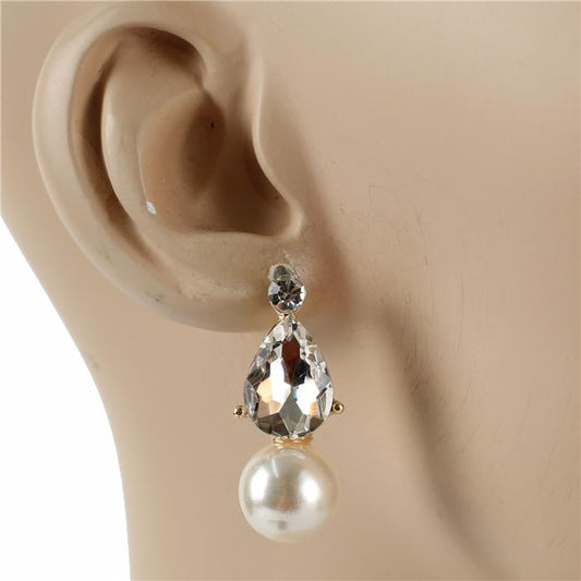 Pearl Tear Crystal Earring