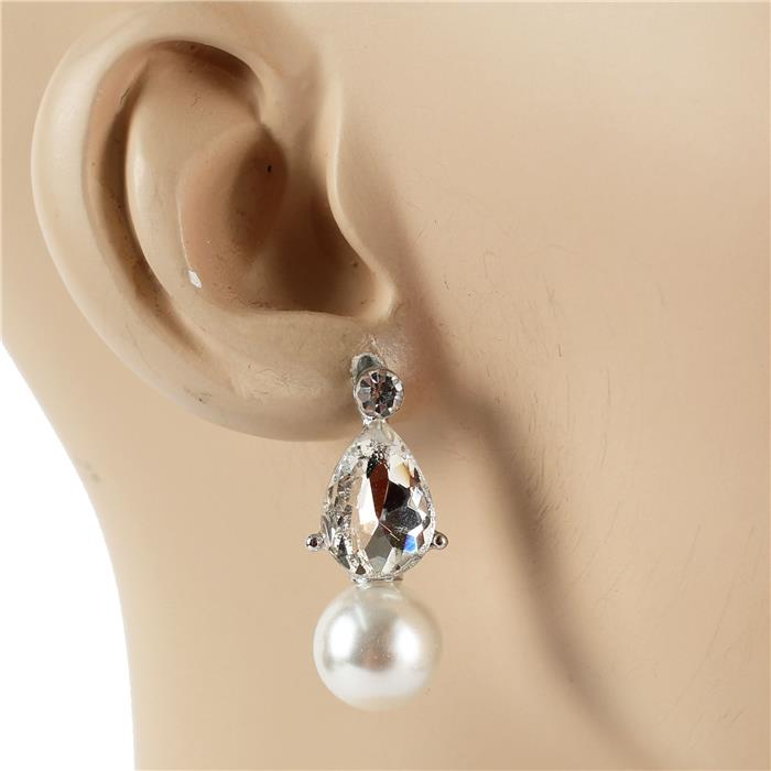 Pearl Tear Crystal Earring