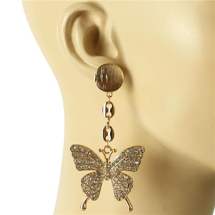 Crystal Metal Butterfly Earring