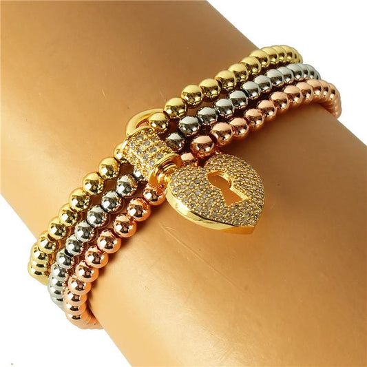 Stainless Steel Multilayereds Heart Lock Bracelet