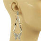 Metal Stones Long Butterfly Earring