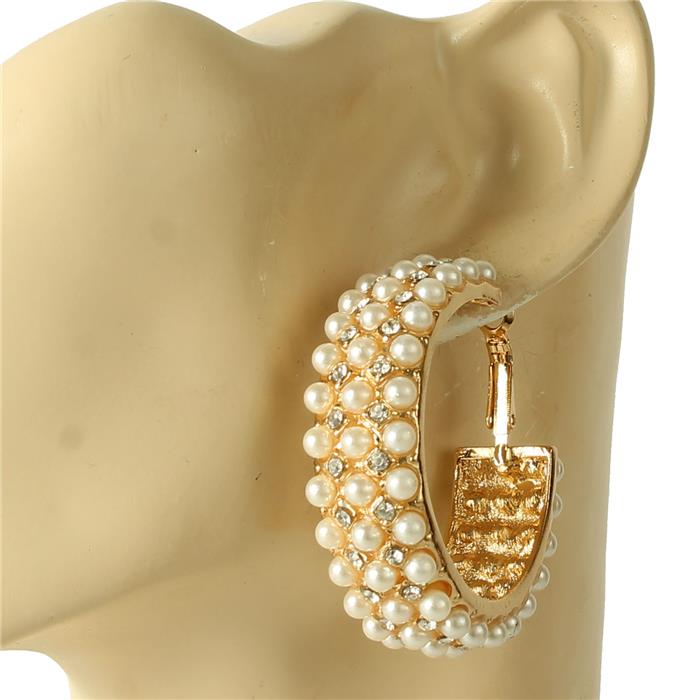 50mm Metal Pearl Hoop Earring