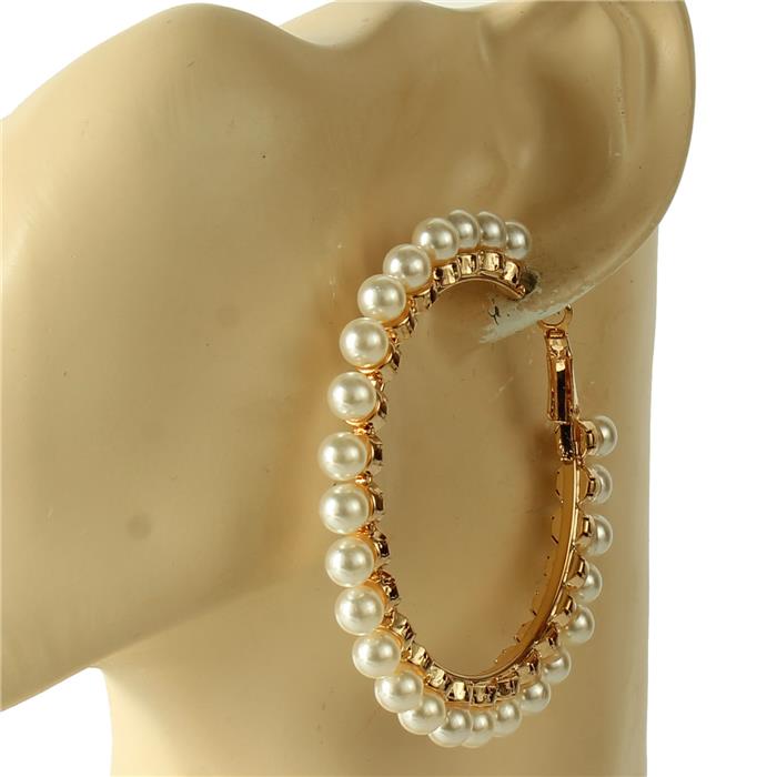 50mm Pearl Hoop Earring