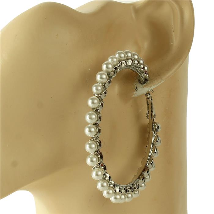 50mm Pearl Hoop Earring