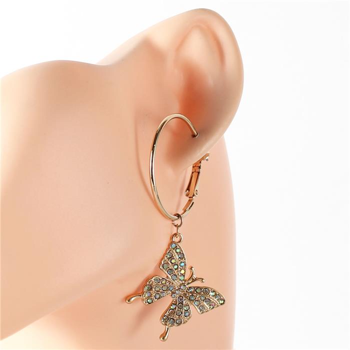 Metal Hoop Butterfly Earring