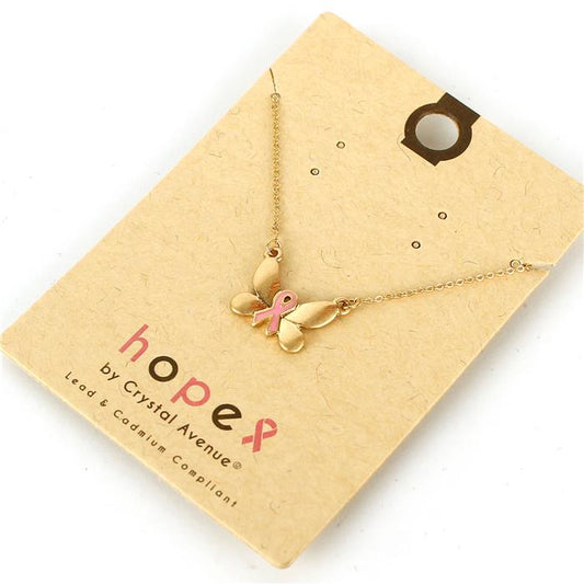 Pink Ribbon Charm Necklace