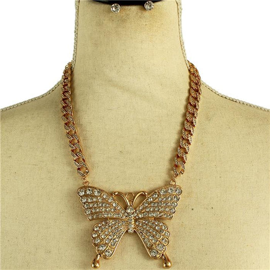 Metal Chain Butterfly Necklace Set