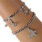 Metal Double Chain Butterfly Bracelet