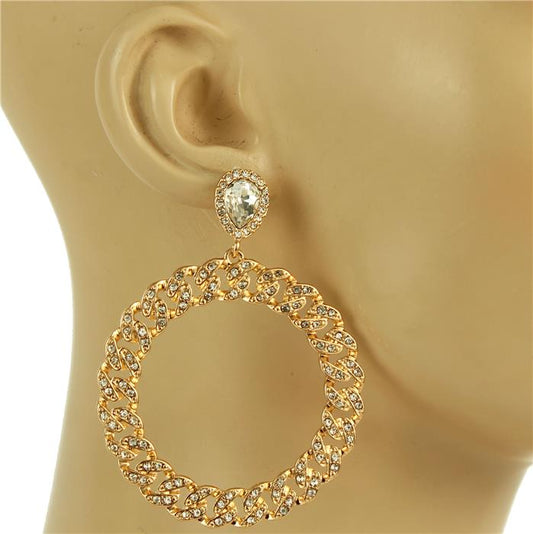 Stones Metal Link Round Earring