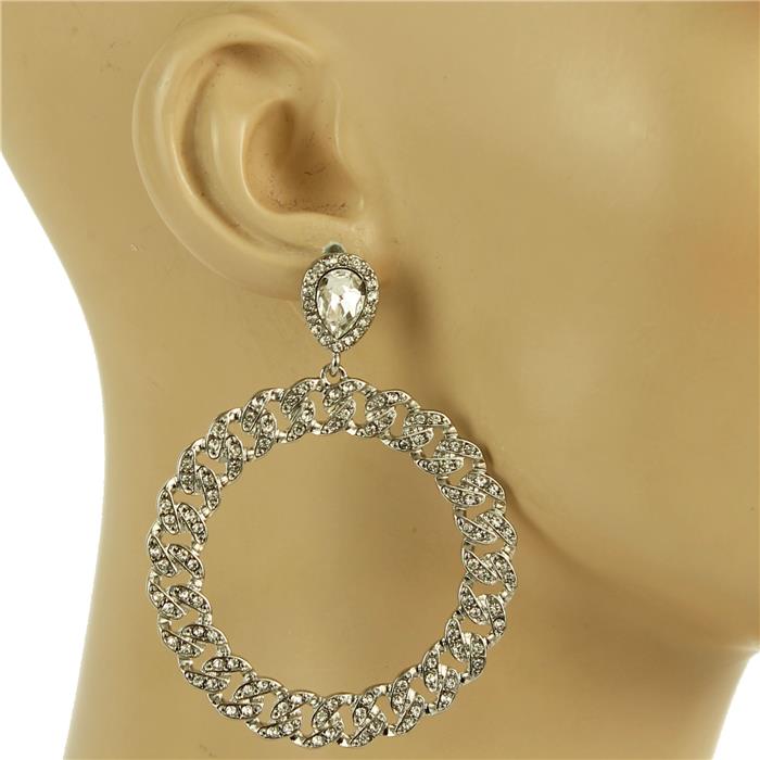 Stones Metal Link Round Earring