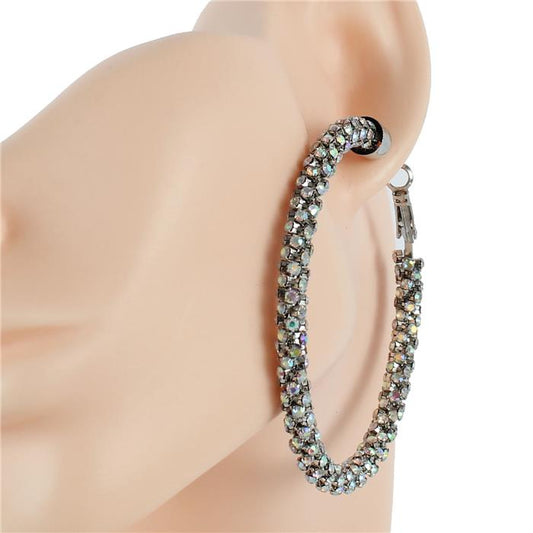 60mm Metal Stones Hoop Earring