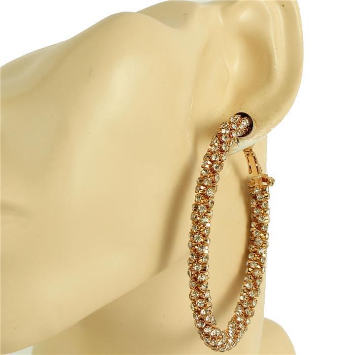 60mm Metal Stones Hoop Earring