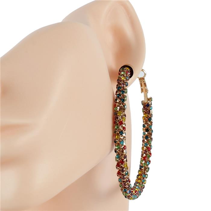 60mm Metal Stones Hoop Earring