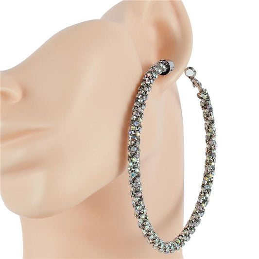 80mm Metal Stones Hoop Earring