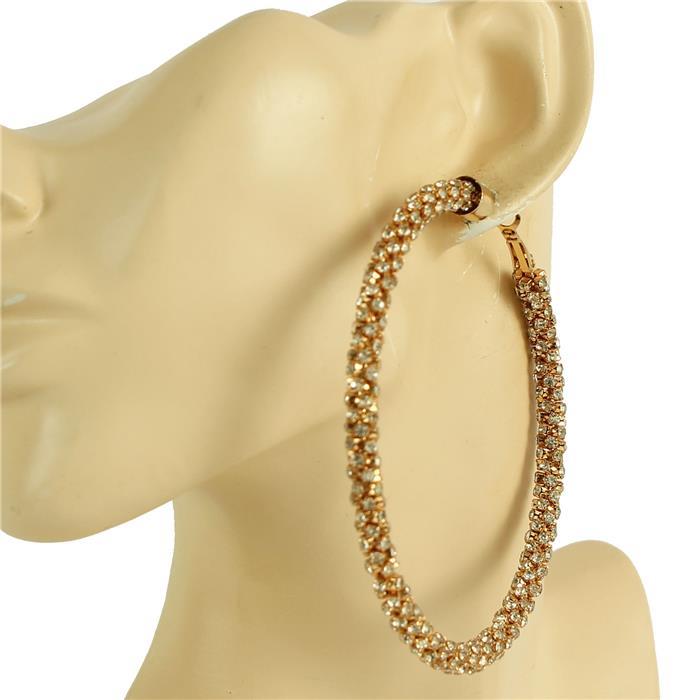 80mm Metal Stones Hoop Earring