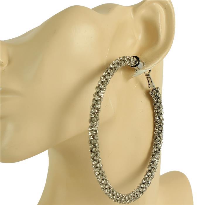 80mm Metal Stones Hoop Earring