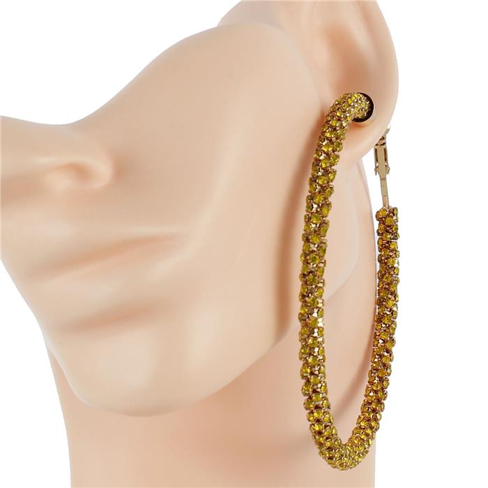 80mm Metal Stones Hoop Earring