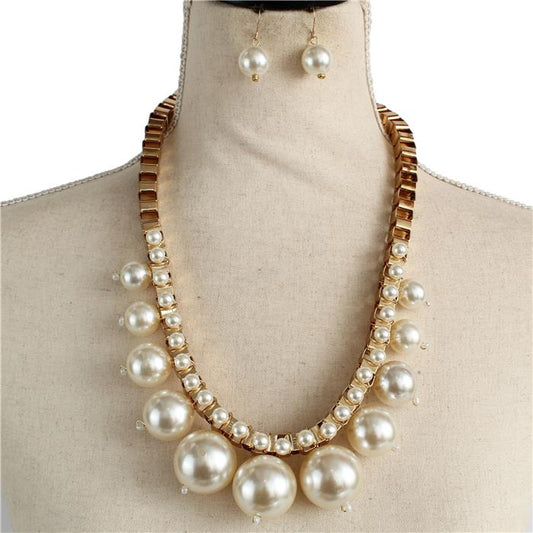 Metal Pearls Necklace Set