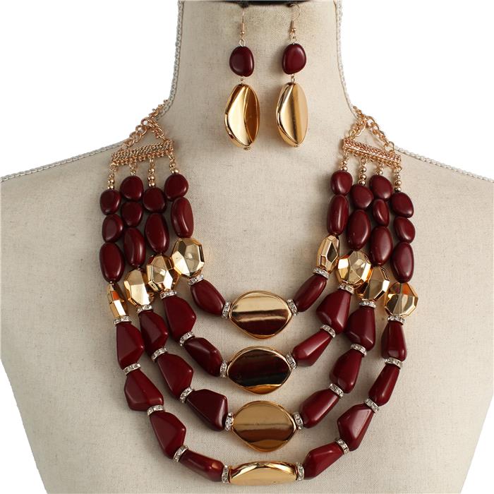 Fashion Semi Stones Necklace Set