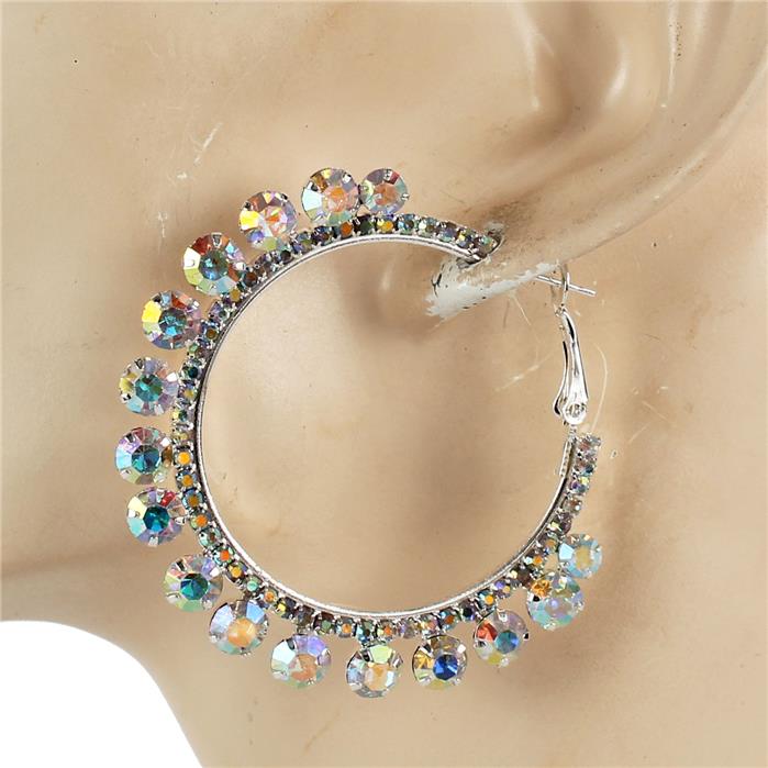 Crystal Stones Hoop Earring