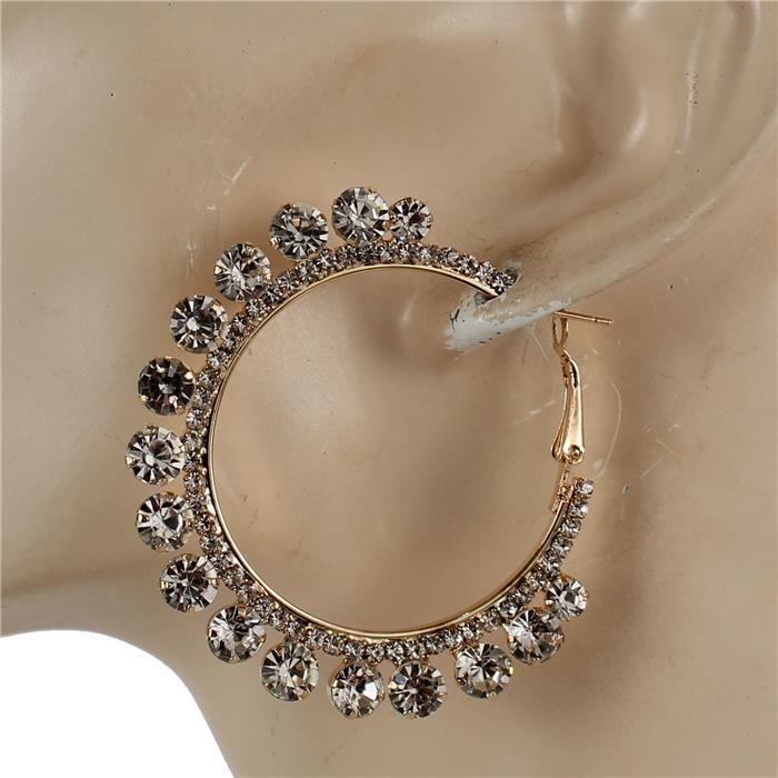 Crystal Stones Hoop Earring