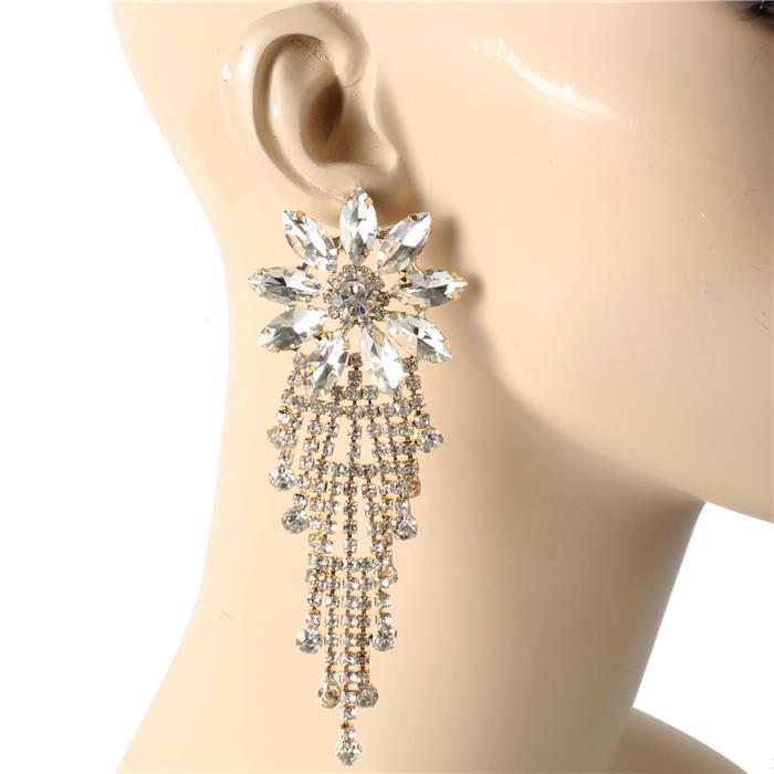 Crystal Flower Long Earring