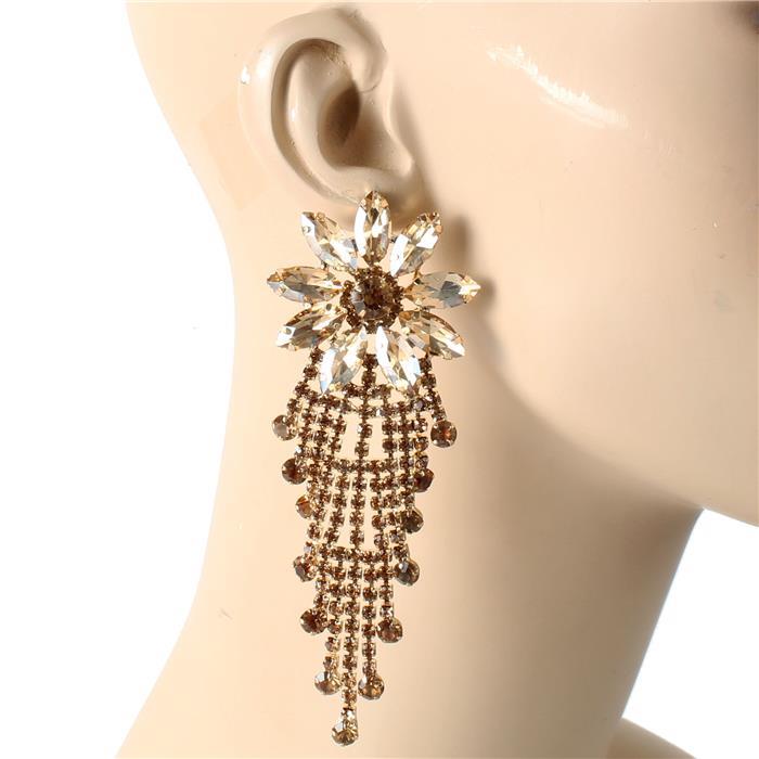 Crystal Flower Long Earring