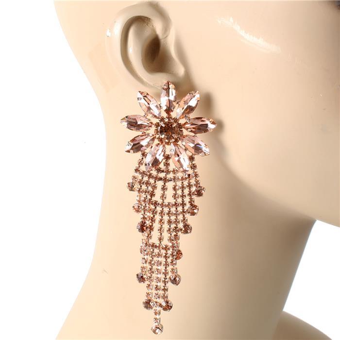 Crystal Flower Long Earring