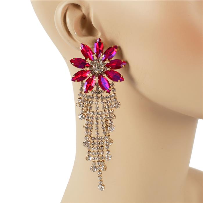 Crystal Flower Long Earring